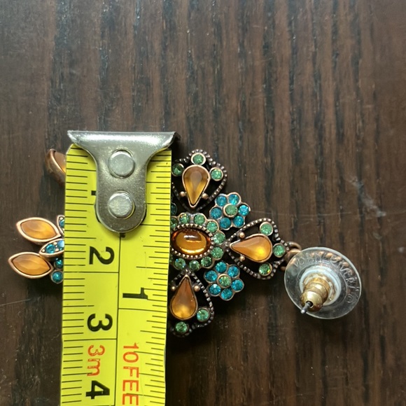 Joan Rivers collection aquamarine & citrine colored chandelier earrings - Picture 3 of 3